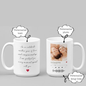 Custom Music Photo Mug, Perfect Anniversary Gift, Personalized Coffee Tea Cup, Favorite Song Artist Mug With Scan QR Code, Custom Name