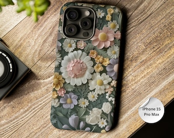 3D Pastel Floral Phone Case, Soft Flower Cover