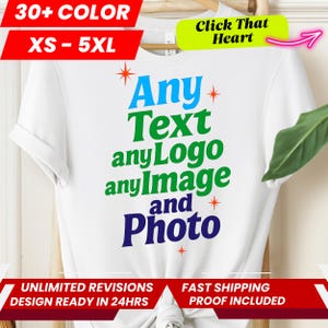 Custom Front, Back, Pocket and Sleeve Print T-Shirt | Add Any Text, Photo or Logo | Personalized Gifts for Him, Her, Events, Holiday, Rude