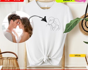 Custom Embroidered Couple Portrait Shirt – Personalized Anniversary Gift