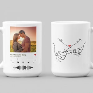 Custom Music Photo Mug, Perfect Valentine Day Gift, Personalized Coffee Tea Cup, Favorite Song Artist Mug With Scan QR Code, Custom Name 15