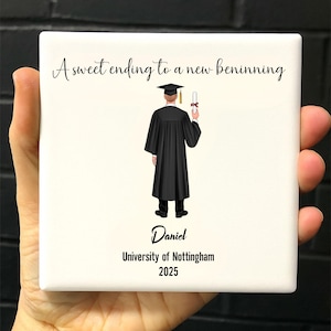 Andenken Andenken Keramikuntersetzer - Benutzerdefinierte Uni Karte, Kampus Foto oder Weißer Hintergrund | Personalisiertes Geschenk für bestandenen | Jahrgang 2025