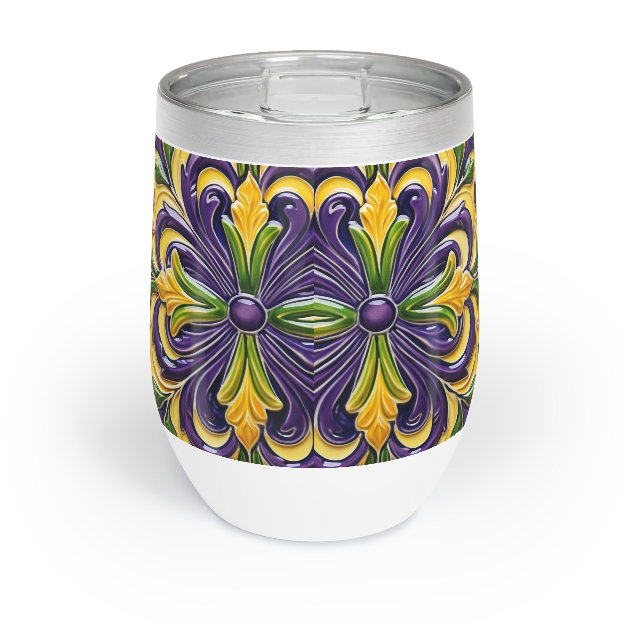mardi gras wine tumbler