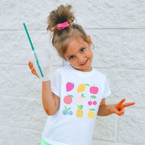 Retro Fruit Shirt for Girls, Kids Graphic Tee, Trendy Spring Shirt, Summer Fruit Shirt, Cute Fruit Tshirt for Summer, Gift for Girls