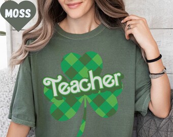 先生用セントパトリックスデーTシャツ、ラッキーティーチャーシャツ、セントパトリックスデー用シャムロックティーチャーシャツ、アイルランドティーチャーシャツ、キュートティーチャーシャツ