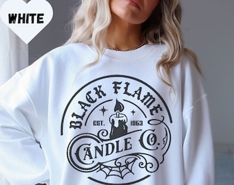 Halloween Sweatshirt, schwarze Flamme Kerze Rundhalsausschnitt, Hexe Shirt für Frauen, lustiges Halloween Sweatshirt, Hexe Sweatshirt, Geschenk für sie