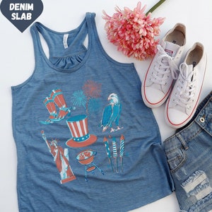 4th of July Tank, Fourth of July Shirt for Women, Patriotic Tank Top for Independence Day, Red White and Blue Shirt, Vintage 4th of July Top