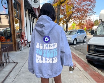 Damen Sweatshirt Be Art To Your Mind Hoodie Mental Gesundheit Shirt Evil Eye Sweatshirt Trendy Sweatshirt Oversized Hoodie Geschenk für sie