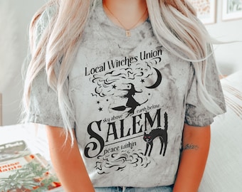 Camiseta de bruja para Salem, Massachusetts, camiseta de Halloween para mujer, camiseta de bruja buena y bruja mala, camiseta de Wicca, camiseta gráfica de moda para mujer