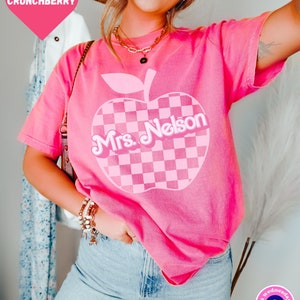 Personalisiertes Lehrer Shirt, personalisiertes Lehrer Shirt für zurück in die Schule, Lehrer-Team-Shirt, Lehrer-T-Shirt, kariertes Lehrer-Hemd