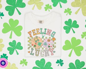 Feeling Lucky Shirt for St. Patrick's Day, Irish Shirt, Comfort Colors, St Patricks Day Tee, Irish Gift, Womens Lucky Shirt for St Paddys