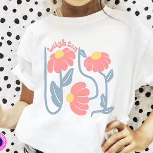 Kids Name Shirt, Personalized Girl Name Shirt, Custom Name Shirt, Personalized Shirt for Little Girl, Summer Shirt for Girl, Floral Girl Tee