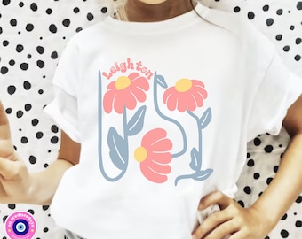 Kids Name Shirt, Personalized Girl Name Shirt, Custom Name Shirt, Personalized Shirt for Little Girl, Summer Shirt for Girl, Floral Girl Tee