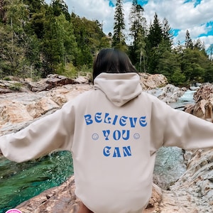 Positive Hoodie for Women, Trendy Sweatshirt, Words on Back Hoodie, Aesthetic Hoodie, Hoodie With Writing On Back, Gift for Her
