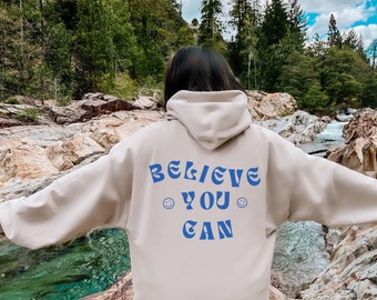 Positive Hoodie for Women, Trendy Sweatshirt, Words on Back Hoodie, Aesthetic Hoodie, Hoodie With Writing On Back, Gift for Her