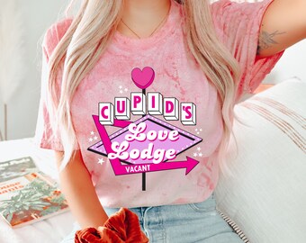 Tie Dye Valentine Shirt, Valentines Day Gift, Cute Valentine Shirt, Cupid's Love Lodge, Valentines Day Shirts For Women, Gift for Her