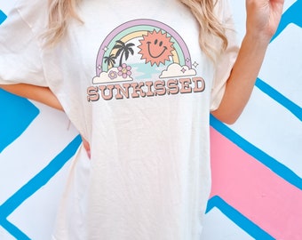 Sunkissed Shirt for Summer, Retro Summer Tshirt, Comfort Colors Oversized Shirt, Summer Shirt, Vintage Beach Shirt for Women