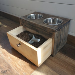 DIY Elevated Dog Bowl Station With Extra Food Storage