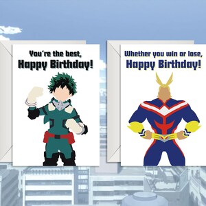 Quirk Academy Minimalistische Geburtstagskarte | Quirk Academy Minimalistische Weihnachtskarte | Anime-Grußkarte von Cucco Cards