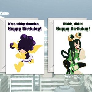 Quirk Academy Minimalistische Geburtstagskarte | Quirk Academy Minimalistische Weihnachtskarte | Anime-Grußkarte von Cucco Cards
