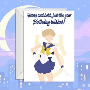 Sailor Uranus Birthday Card | Haruka Tenoh Fan Art | Outer Senshi Greeting Card | Sailor Moon Anime Gift