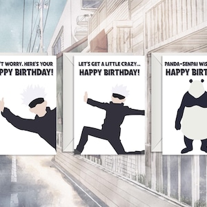 Verfluchte Energie minimalistische Geburtstagskarte | Verfluchte Energie minimalistische Weihnachtskarte | Anime-Grußkarte von Cucco Cards