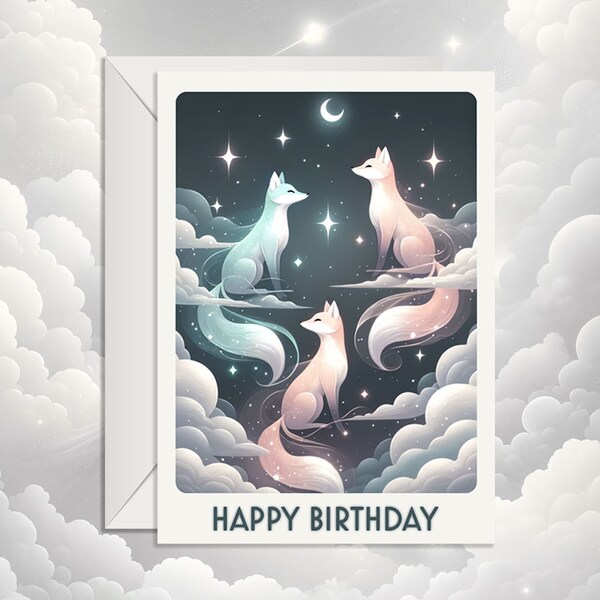 Starlit Foxes Birthday Card | Starlit Foxes Greeting Card | Magical Animals Limited Collection by Cucco Cards