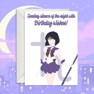 Sailor Moon Birthday Card | Sailor Saturn Greeting Card | Hotaru Tomoe Fan Art | Outer Senshi | Anime Birthday Gift