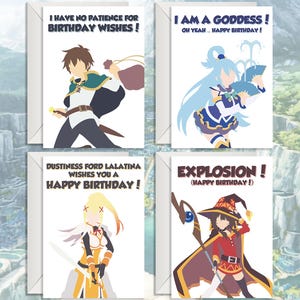 Fantasy Comedy Minimalistic Birthday Card | Fantasy Comedy Greeting Card | Anime Birthday Card | Anime Greeting Card by Cucco Cards