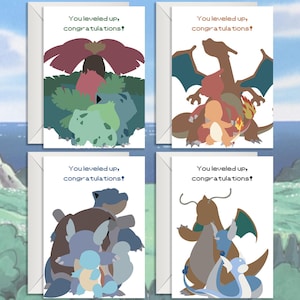 Minimalistyczna kartka urodzinowa z fantastycznym stworzeniem | Kartka z pozdrowieniami o fantastycznym stworzeniu | Karta urodzinowa Anime | Kartka z życzeniami Anime autorstwa Cucco Cards