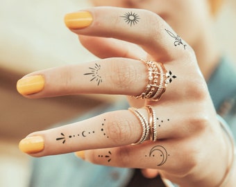 Set Finger Tattoos II - Temporary Tattoo #organic #minimal #ethno #boho #mini #festival