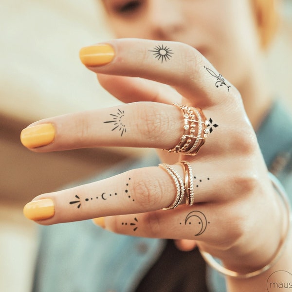 Set Finger Tattoos II - Temporäres Tattoo #organic #minimal #ethno #boho #mini #festival
