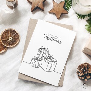 Cartolina di Natale Oneline n. 8 "Regali – Biglietto di auguri (Grammatura 400g/m2) #grafik #modern