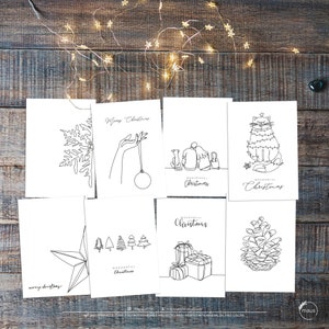 Set 8x Cartoline di Natale Oneline 400g/m2 - gatto,Pallina di Natale,Regali, stella di Natale,cane/famiglia,Alberi di Natale,Fiocco di neve,Pigne