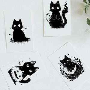 4x niedliche organic Kitty Cat Halloween Karten #boo #katze #nachhaltig #recycling #grußkarte #postkarte #print #poster #spooky #catlady