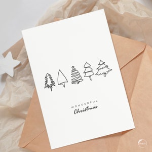 Cartolina di Natale Oneline n. 7 "Conifere di Natale" – Biglietto d'auguri (Grammatura 400g/m2) #grafik #modern #organic