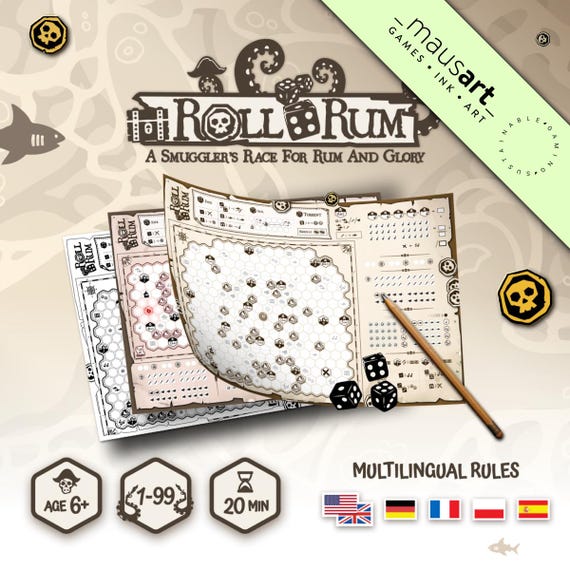 Roll 4 Rum - A Smugglers Race to Rum and Glory "Core Game" (Print & Play) #abenteuer #piraten #seeungeheuer #familienspiel #png