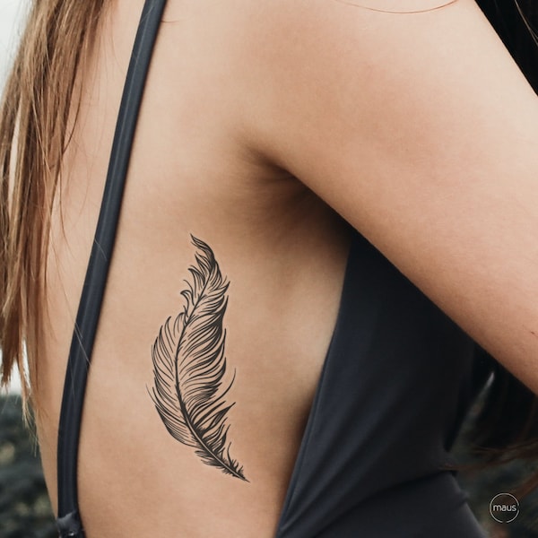 Set 2x feather white/black - temporary tattoo #organic #black #white #festival