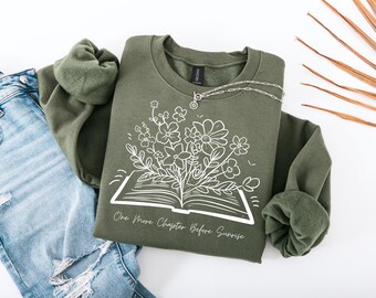 Reading Sweatshirt, One More Chapter before Sunrise, Retro Book Lover Gift, Aesthetic Book Club Matching sweater, Gift for Librarian