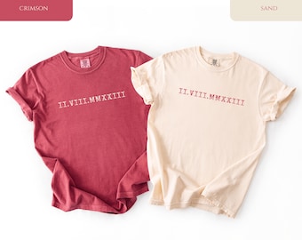 Personalized Roman Numeral Valentine's Day Shirt, Couple's Roman Numeral Matching Shirt, His and Hers Matching Shirt, Custom Couple Shirt