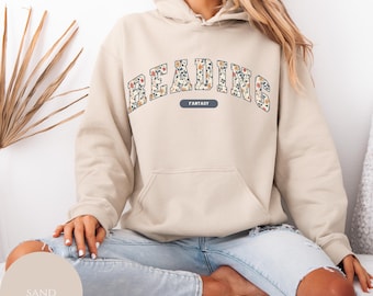 Bookish Sweatshirt, Flower Reading Hoodie, Reading Fantasy Sweater, Gift for Book Lover, Book Lover Hoodie, Book Club Gift, Teacher Shirt