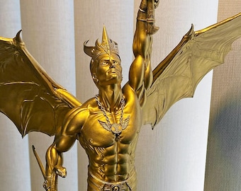 Lucifer Rising Statue, Fallen Angel, Satan, Devil in Christian Theology (UV-Resin 3D Print)