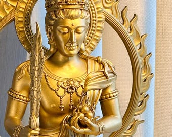 Akasagarbha Statue, Boundless Wisdom Bodhisattva. UV-Resin, Gold, Silver, Black Finish