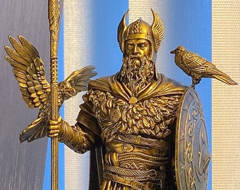 Odin Statue, Allfather in Norse Mythology, Viking Warrior God. (UV-resin 3D-print)