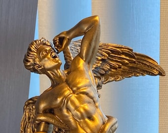 Lucifer Fallen Angel Statue, Morning Star (Venus), Satan Devil. UV-Resin, Gold, Silver, Black Colors