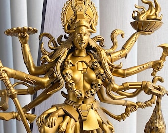 Kali Ma Mahadevi 12" Statue , Goddess of Time and Death (UV-resin, 3D print)
