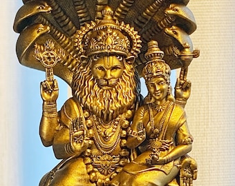 Iconic statue of Sri Lakshmi Narasimha (the fourth avatar of Lord Vishnu) with Shri Laxmi, the goddess of prosperity