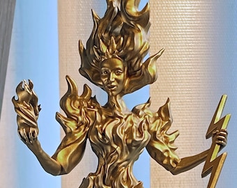 Madame Pele Statue, Hawaiian Goddess of Volcanos, Wind, Fire and Lightning. (UV-resin 3D-print)