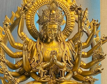 18-armed Cundi Buddha Mother Statue, Female Deity in Mahayana Buddhism (UV-resin 3D print)