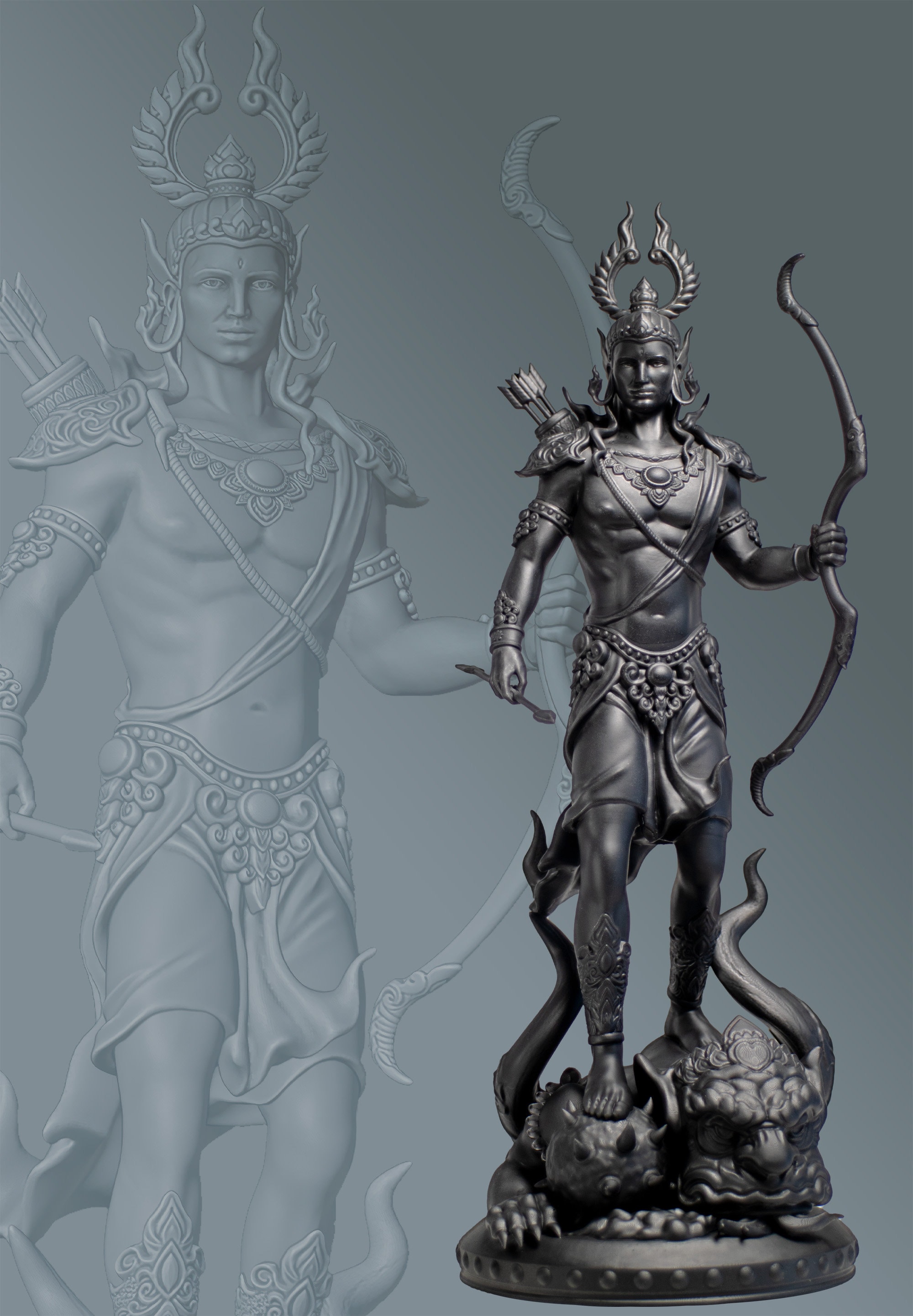古代インドの叙事詩ラーマーヤナの主人公で、悪魔を退治する